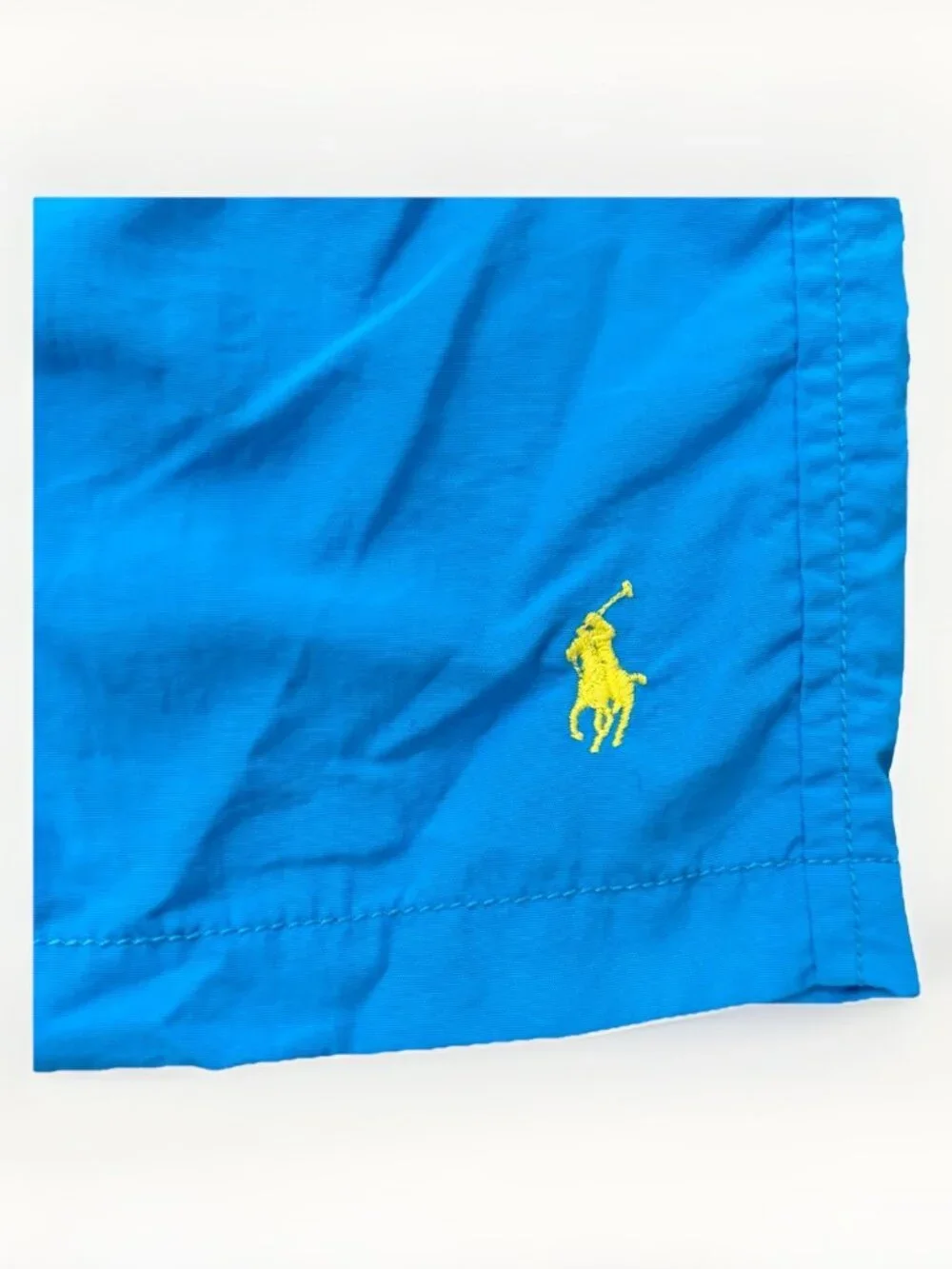 Vintage Polo Ralph Lauren Swim Trunks Men XL Blue Yellow RN 41381 Mesh Lined